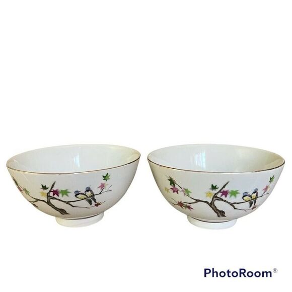 R O C Taiwan Bird Design Gold Trim 4” Bowl - Picture 1 of 8